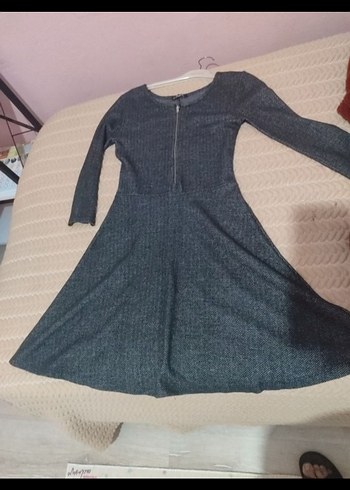 Uzun Kollu Gri Kadın Elbise - Görsel 5