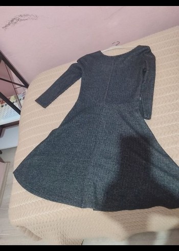 Uzun Kollu Gri Kadın Elbise - Görsel 3