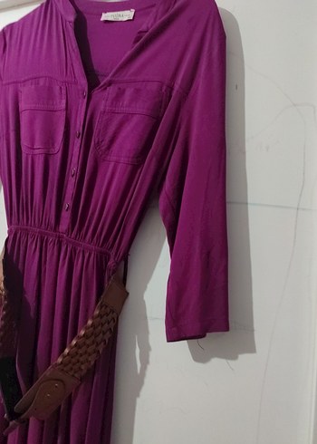 V Yaka Uzun Kollu Bohem Elbise - Görsel 3