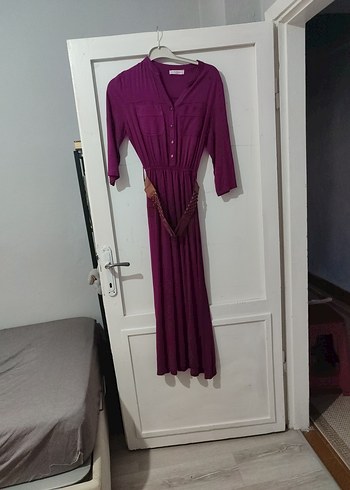 V Yaka Uzun Kollu Bohem Elbise - Görsel 7