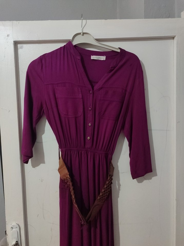 V Yaka Uzun Kollu Bohem Elbise - Görsel 5