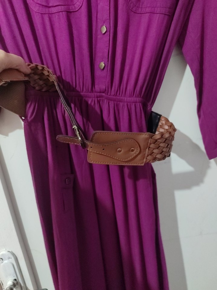 V Yaka Uzun Kollu Bohem Elbise - Görsel 4