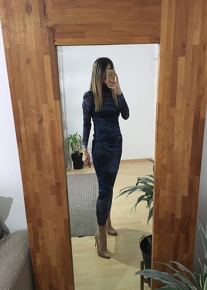 Lacivert Elbise - Görsel 2