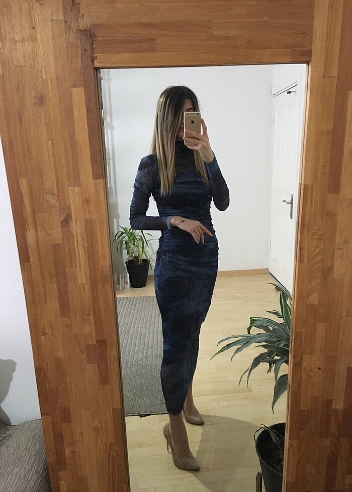 Lacivert Elbise - Görsel 3