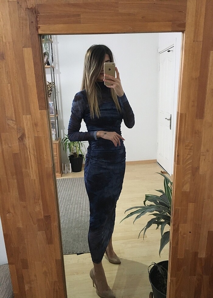 Lacivert Elbise - Görsel 4