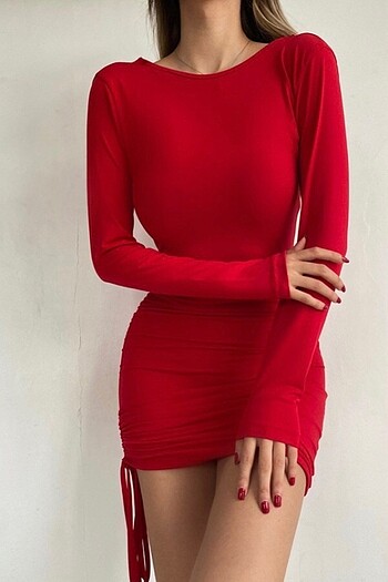 Trendyol & Milla Arka Zincirli Kırmızı Elbise