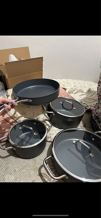 Beden gri Renk Tencere seti Madame Coco