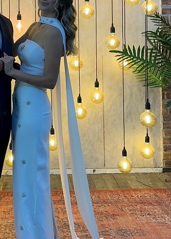 Beyaz Nişan Elbisesi - Görsel 5