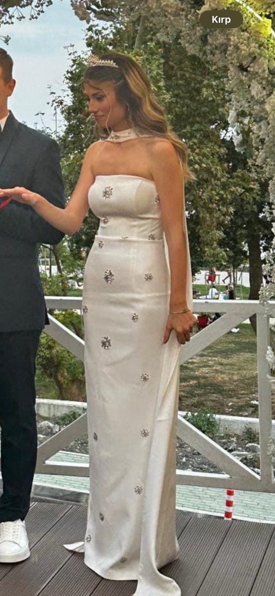 Beyaz Nişan Elbisesi - Görsel 4