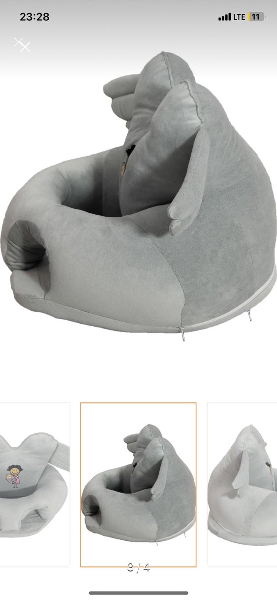 Kanatlı Desenli Gri Emzirme ve Hamile Yastığı - Görsel 2