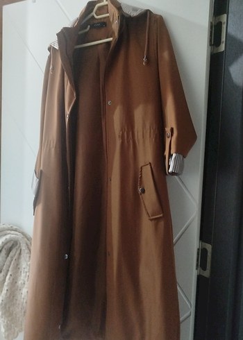 Düğmeli Kahverengi Uzun Kadın mevsimlik - Görsel 4