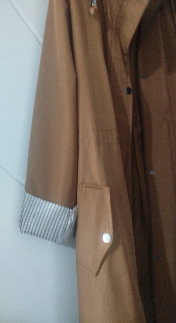 Düğmeli Kahverengi Uzun Kadın mevsimlik - Görsel 2