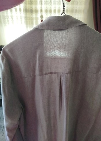 Nakışlı Gri Uzun Keten Gömlek LCW - Görsel 3