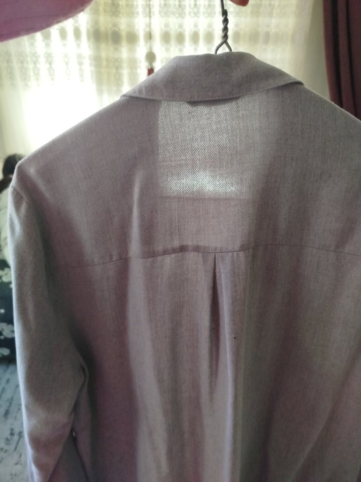 Nakışlı Gri Uzun Keten Gömlek LCW - Görsel 3