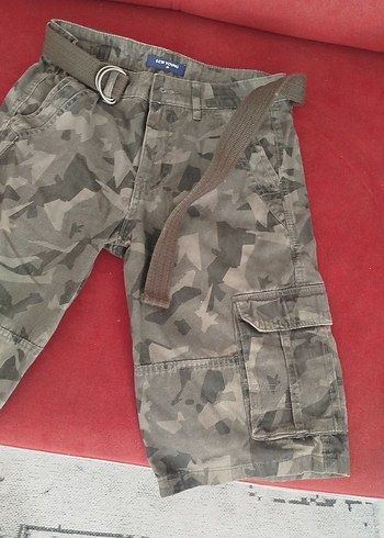 Gri Kamuflaj Desenli Kemerli Erkek Şort 28 beden - Görsel 2
