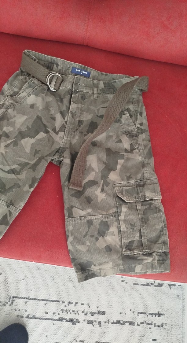 Gri Kamuflaj Desenli Kemerli Erkek Şort 28 beden - Görsel 2