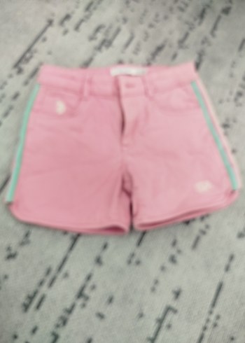 Nakışlı Pembe Mini Şort kız Çocuk - Görsel 3