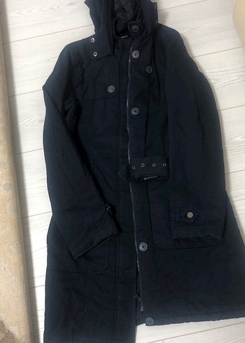 Düğmeli Siyah Kadın kaban - Görsel 2