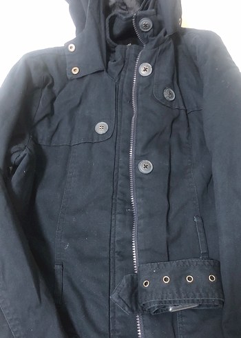 Düğmeli Siyah Kadın kaban - Görsel 3