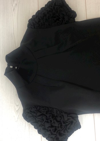 Kısa Kollu Siyah Midi Gotik Elbise denın marka - Görsel 3