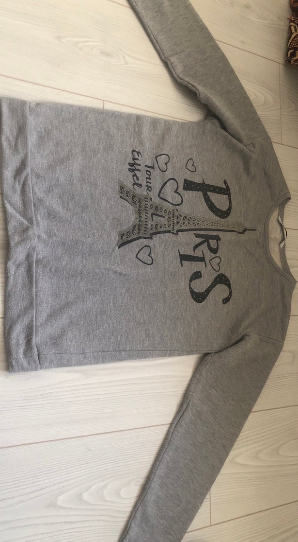 Gri Baskılı Paris Sweatshirt - Görsel 3