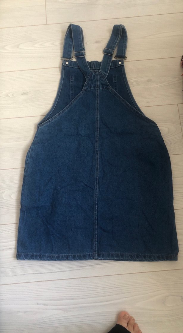 Kadın Lacivert Denim Midi Salopet - Görsel 2