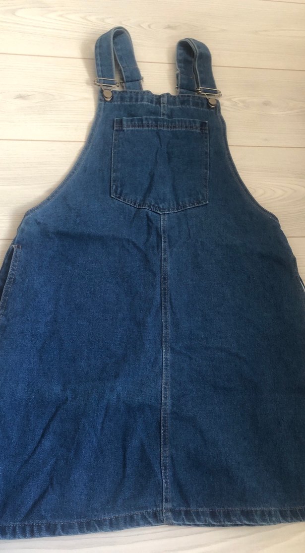 Kadın Lacivert Denim Midi Salopet - Görsel 3