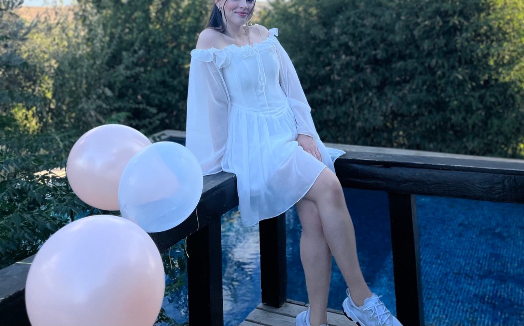 Beyaz Mini Kayık Yaka Fırfırlı Elbise - Görsel 2