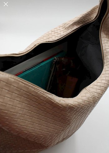 Bej Deri Kadın Omuz Çantası - Görsel 7