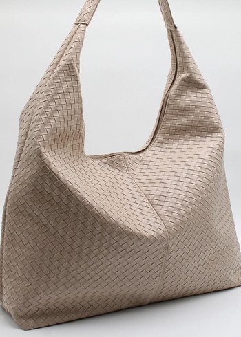 Bej Deri Kadın Omuz Çantası - Görsel 3