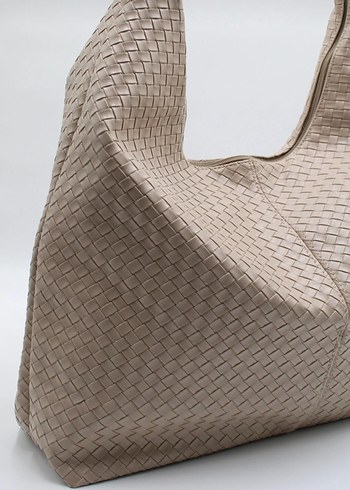 Bej Deri Kadın Omuz Çantası - Görsel 5