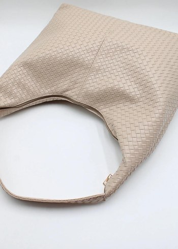 Bej Deri Kadın Omuz Çantası - Görsel 6