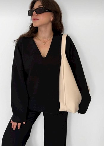 Bej Deri Minimalist Kadın Çanta - Görsel 2