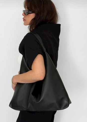 Siyah Deri Kadın Omuz Çantası - Görsel 4