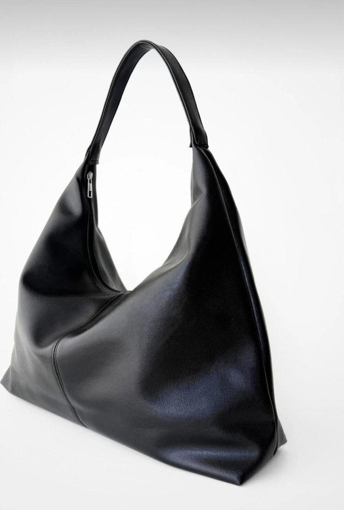 Siyah Deri Kadın Omuz Çantası - Görsel 3