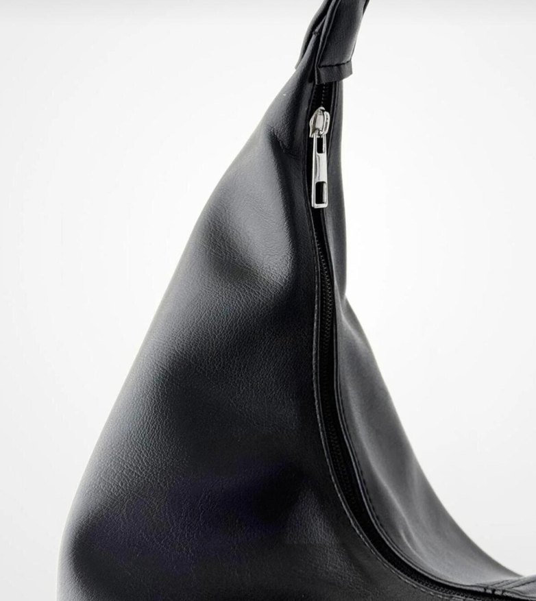 Siyah Deri Kadın Omuz Çantası - Görsel 2