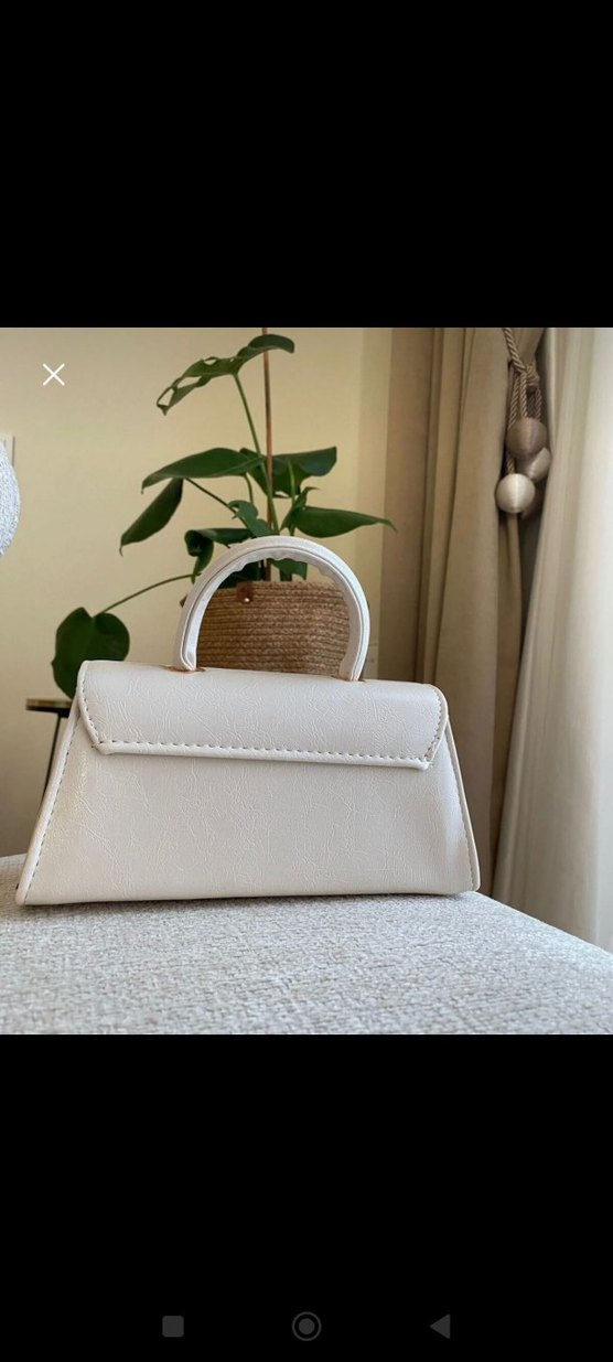 Beyaz Deri Tokalı Kadın Çanta - Görsel 5