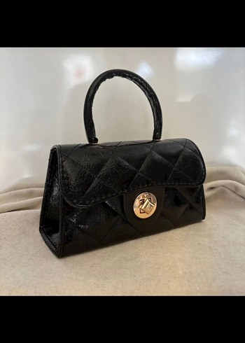 Siyah Deri Yılan Desenli Klasik Kadın Çanta - Görsel 6