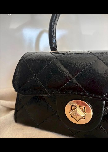 Siyah Deri Yılan Desenli Klasik Kadın Çanta - Görsel 3