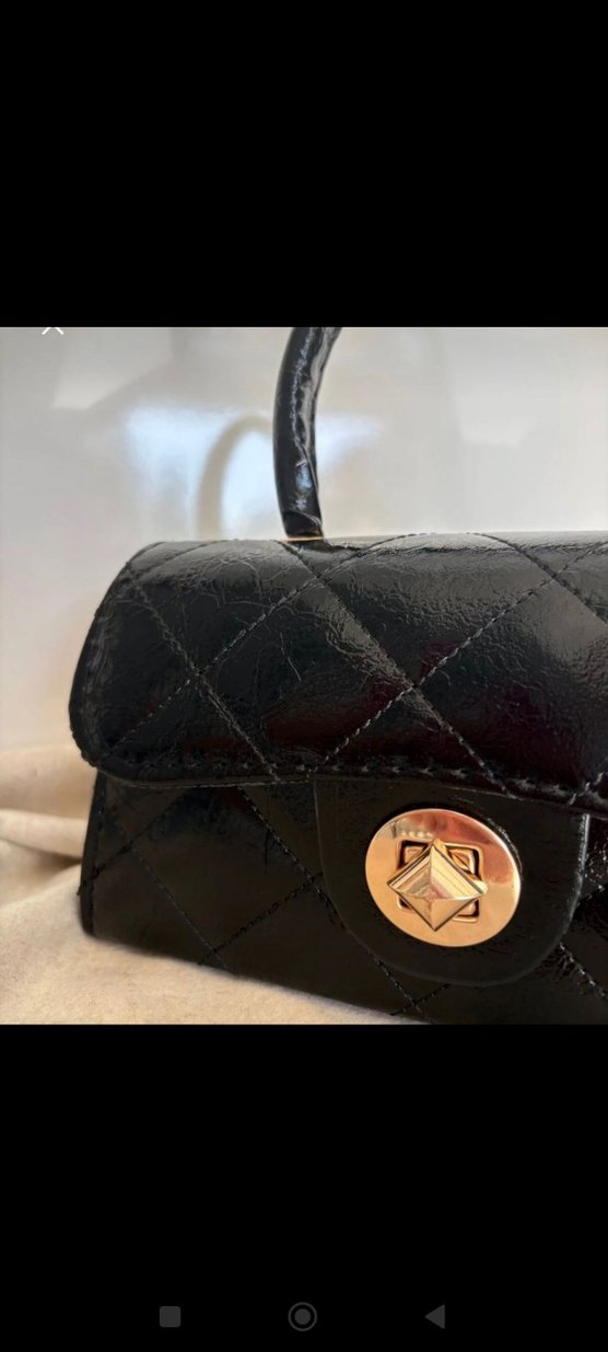 Siyah Deri Yılan Desenli Klasik Kadın Çanta - Görsel 3