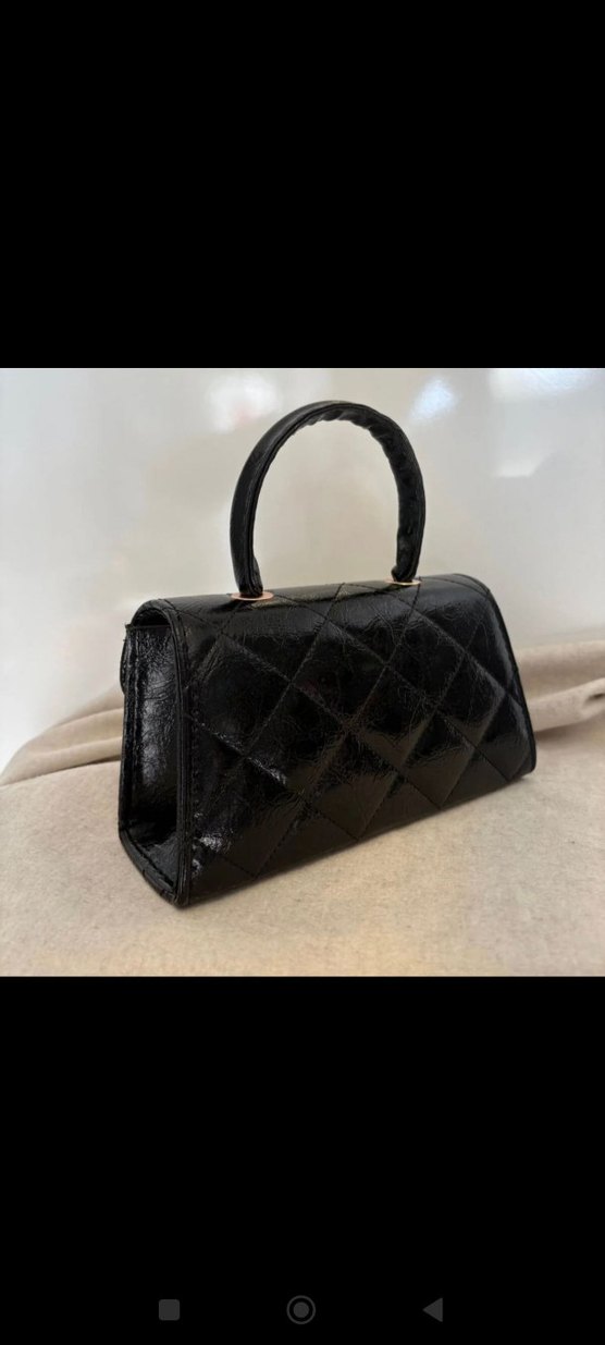 Siyah Deri Yılan Desenli Klasik Kadın Çanta - Görsel 2