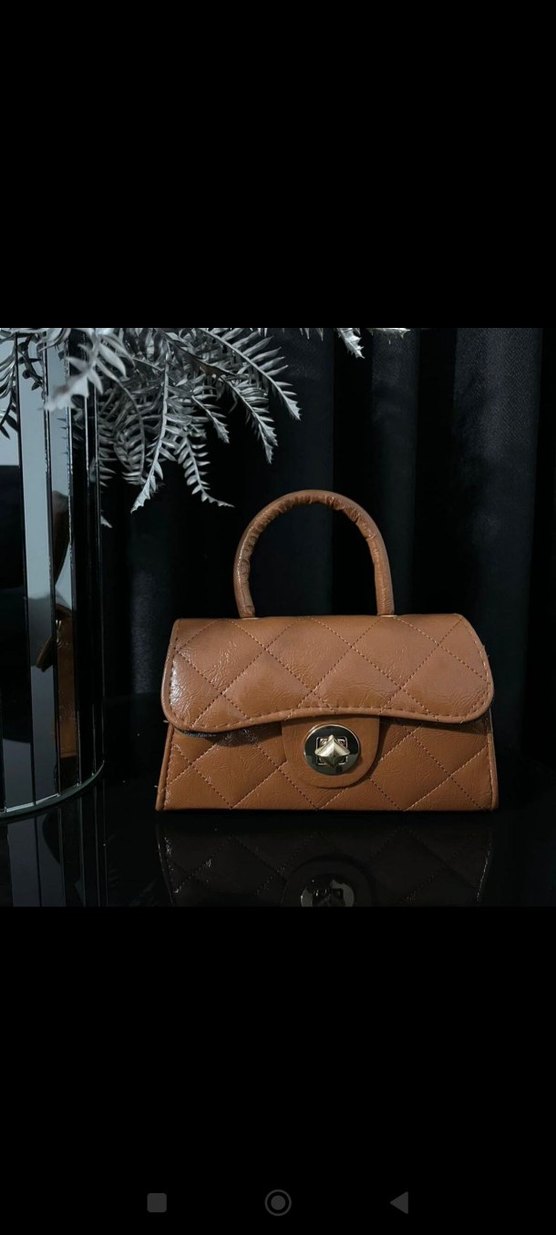 Kahverengi Deri Tokalı Kadın Çanta - Görsel 2