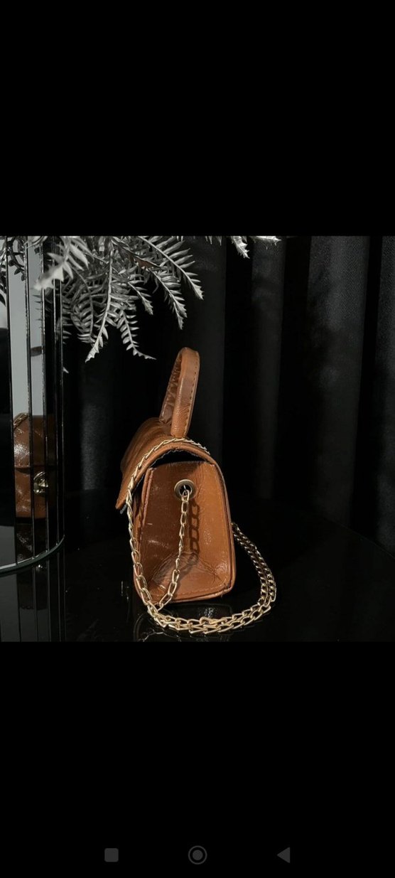 Kahverengi Deri Tokalı Kadın Çanta - Görsel 3