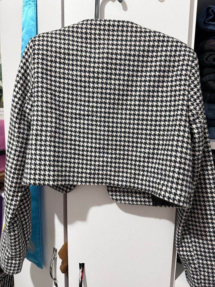 Düğmeli Mini Ekose Kadın Ceket - Görsel 3