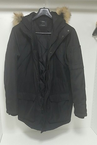 bershka erkek siyah parka