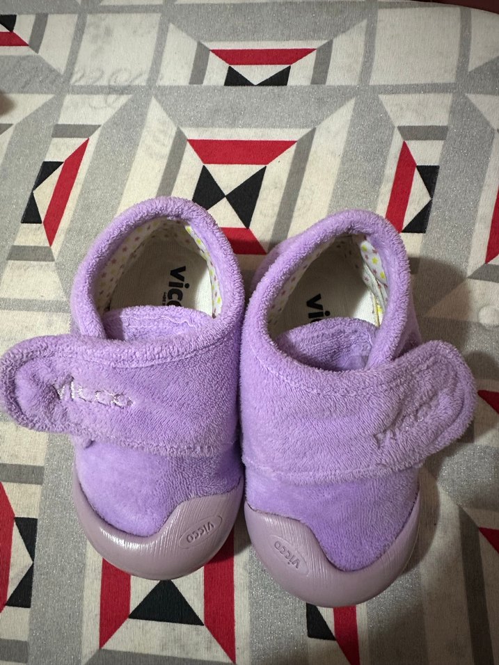 Mor Kız Çocuk Sıcak Terlikler Velcro - Görsel 4