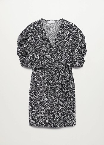 Siyah V Yaka Mini Elbise - Görsel 2