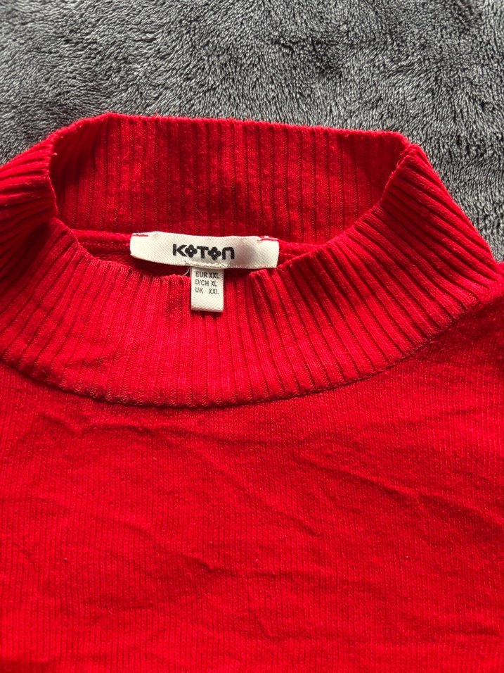 Kırmızı Kadın Balıkçı Yaka Triko Kazak - Görsel 2