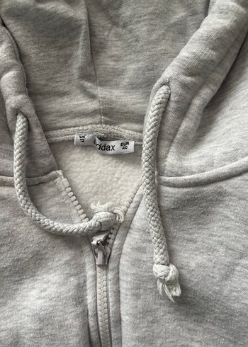 Gri Kapüşonlu Fermuarlı Kadın hırka - Görsel 2