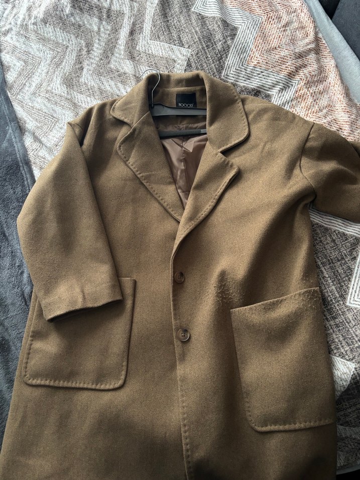 Kahverengi Düğmeli Midi Kadın Yün Kaban - Görsel 2